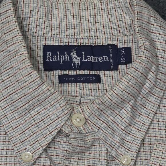 Ralph Lauren Mens XL Button Down Shirt 16-34 Check Plaid Long Sleeve Cotton - Picture 5 of 7